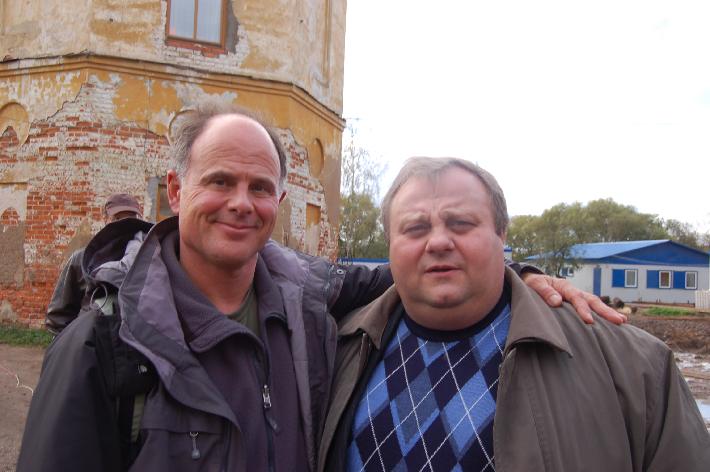 Robert Burke and Mikhail Ryabko at monastery in Russia 2007